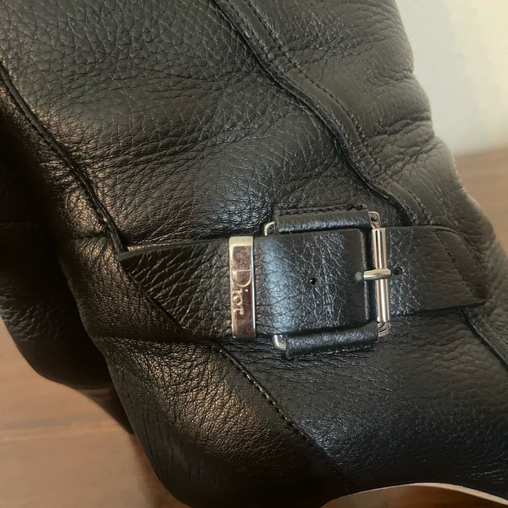 Christian Dior Leather Pull On Tall Black Heel Boots Sz 36 - Picture 6 of 13